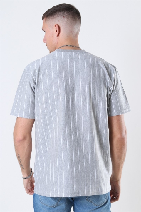 Woodbird Mello Stripe T-Hemd Grey Melange