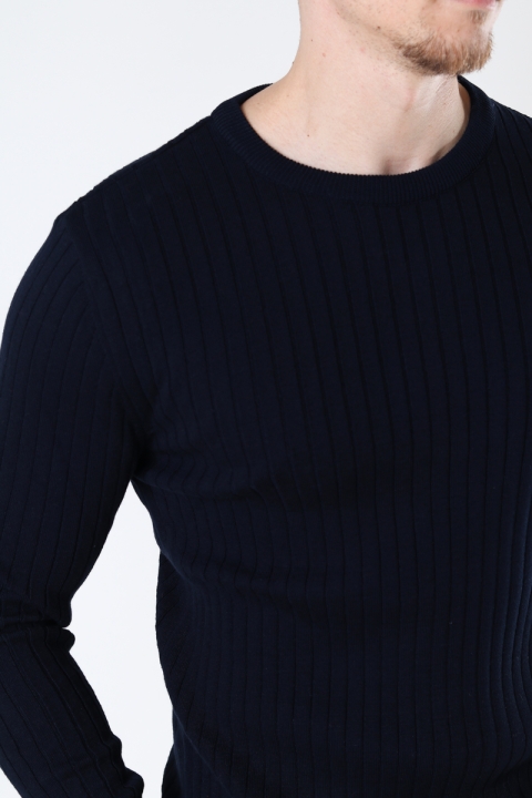 Kronstadt Jacksen rib crew knit Navy