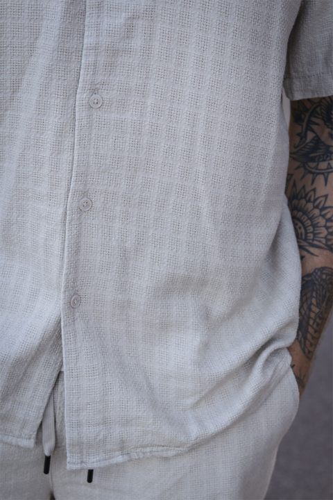 ONLY & SONS Latham Resort Linen Structure Hemd Silver Lining