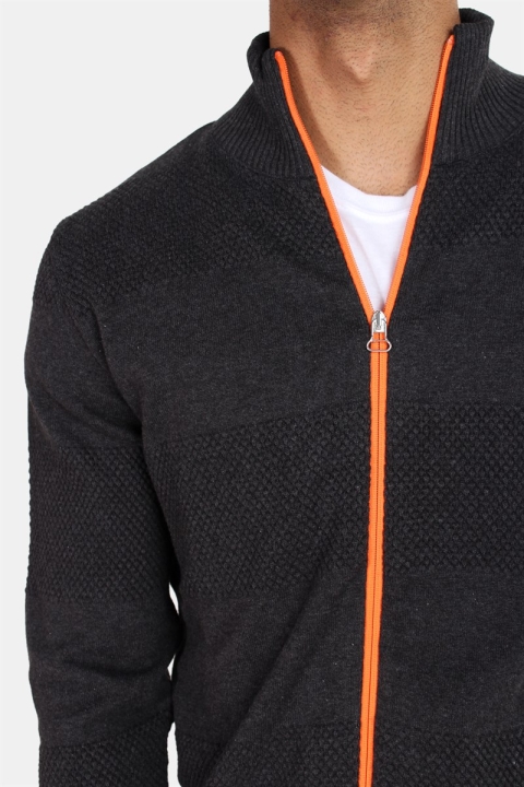 Kronstadt Jacob Zip Stricken Charcoal Mel/Orange