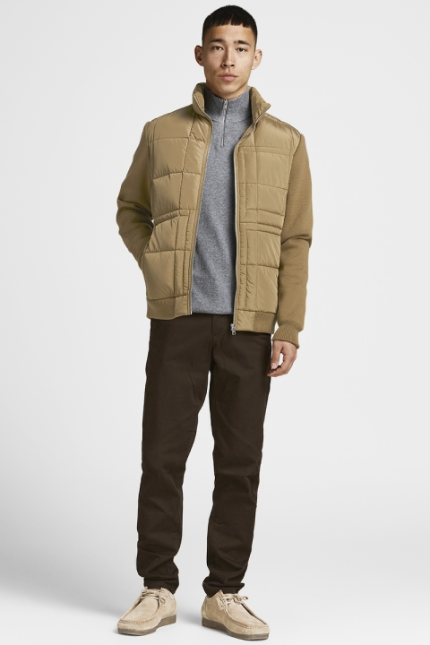 Jack & Jones JPRBLAROCCO QUILTED KNIT JKT SN Dark Coat Khaki