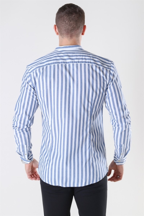 Only & Sons Matthew LS Stripe Manderine Hemd Dark Blue