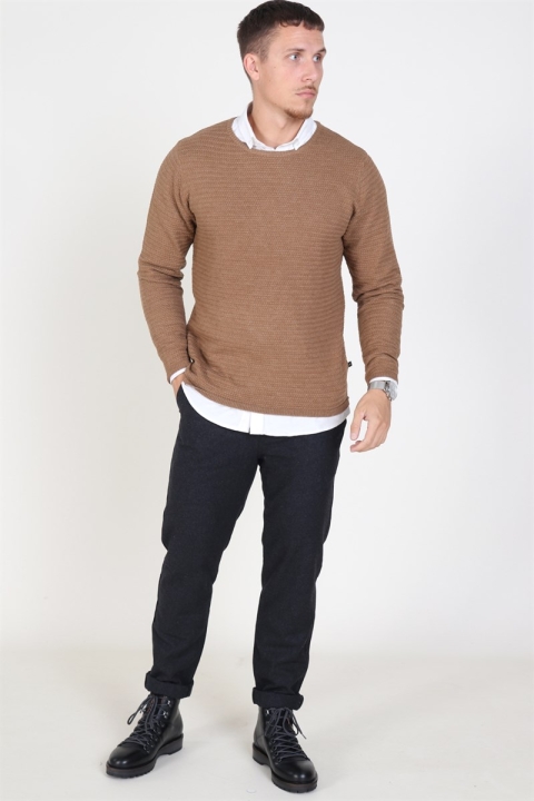 Clean Cut Aberdeen Crew Neck Stricken Warm Sand Melange