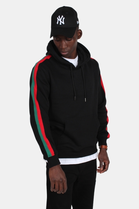 Uhrban Classics Stripe Shoulder Hoodie Black/ Fire Red/ Green