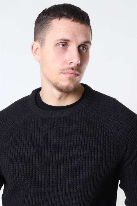 Only & Sons Kelvin 5 Struc Crew Neck Stricken Black