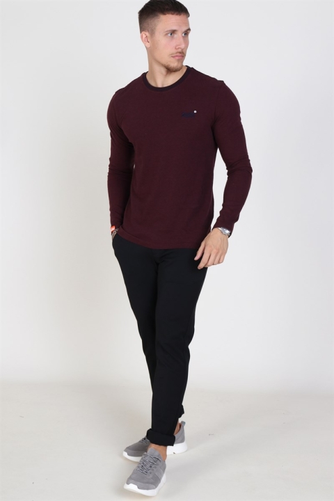 Superdry Orange Label Jacquard Texture L/S T-Hemd Buck Burgundy