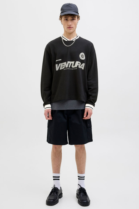 Jack & Jones Horizon Sports Print Sweat LS V-neck Black