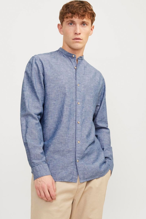 Jack & Jones Summer Band Linen Hemd LS Faded Denim