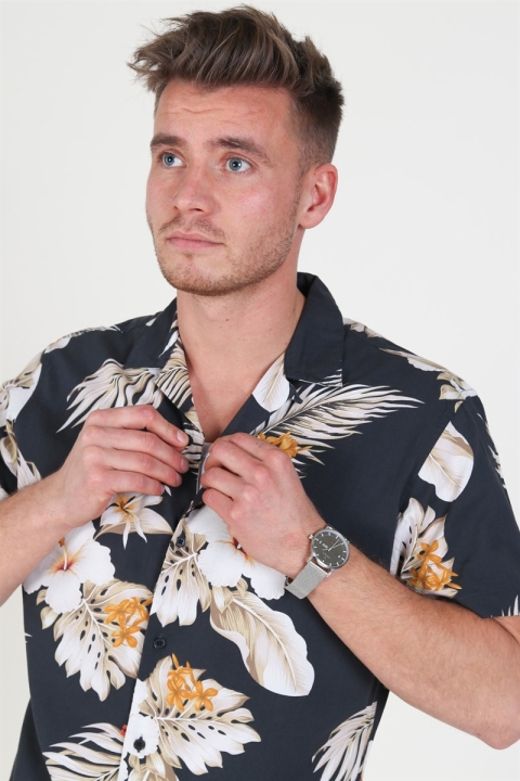 Jack & Jones JPRHAWAII Resort Hemd S/S AOP Black