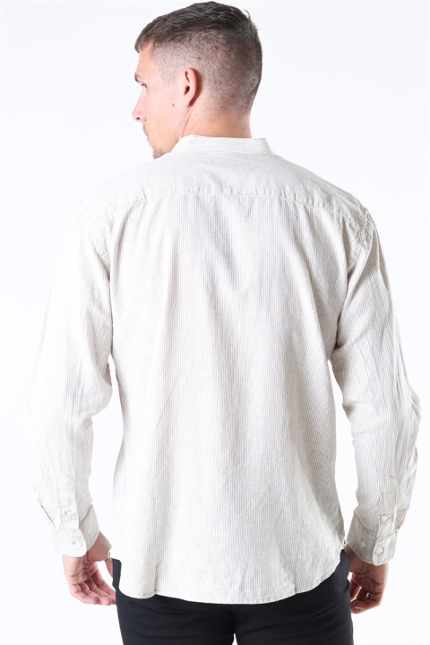 Clean Cut Mao Stripe LS Hemd Khaki