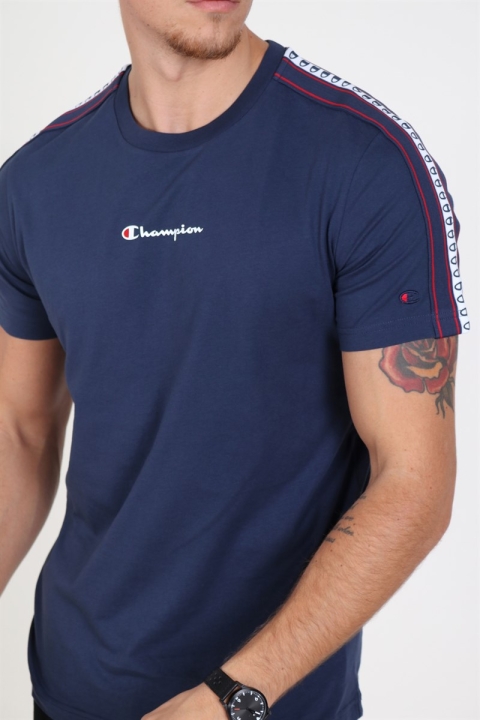 Champion Stripe C Logo Crewneck T-Hemd Blå