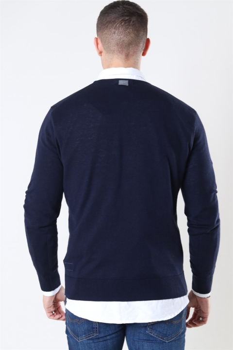 Mos Mosh Adam Supima O-Neck Knit Navy