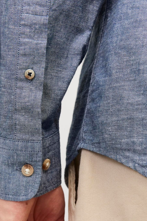 Jack & Jones Summer Band Linen Hemd LS Faded Denim