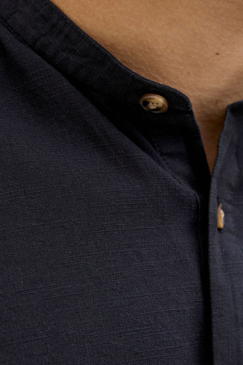 Jack & Jones Summer Half Placket Hemd LS Black