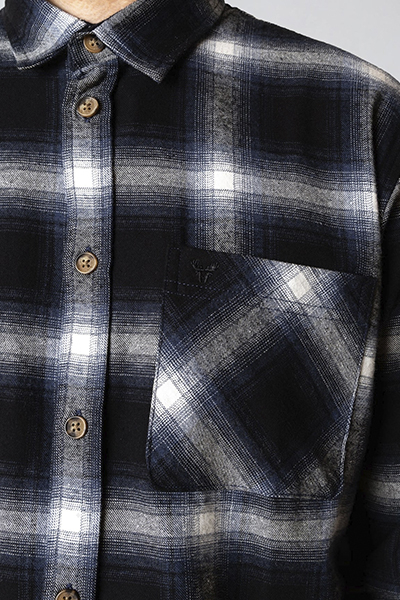 Fat Moose Forest flannel Hemd Dark navy/Black check 002