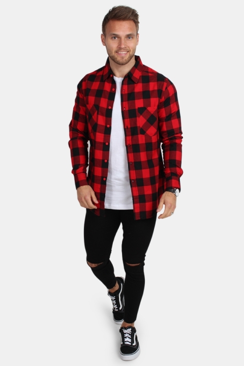 URBAN CLASSICS Checked Flanell Hemd Red/Black