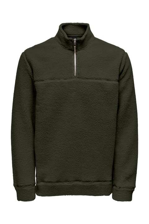 ONLY & SONS Remy Teddy Half Zip Rosin