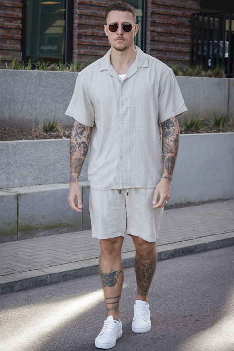 ONLY & SONS Tel Latham Linen Shorts Silver Lining