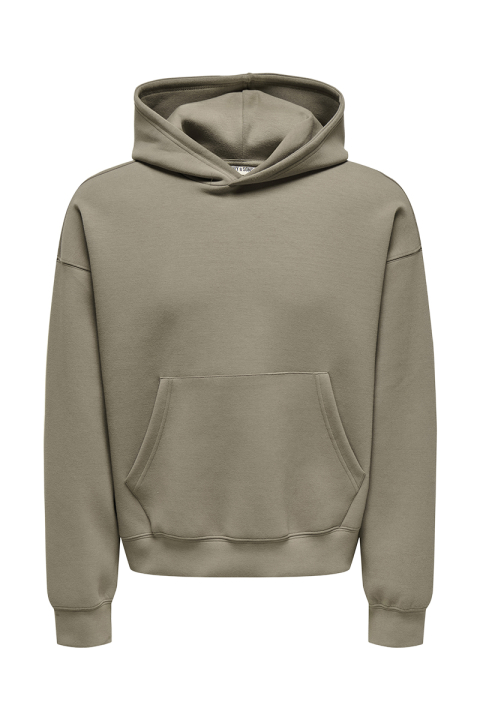 ONLY & SONS Goyle Box Fit Subca Hoodie Walnut