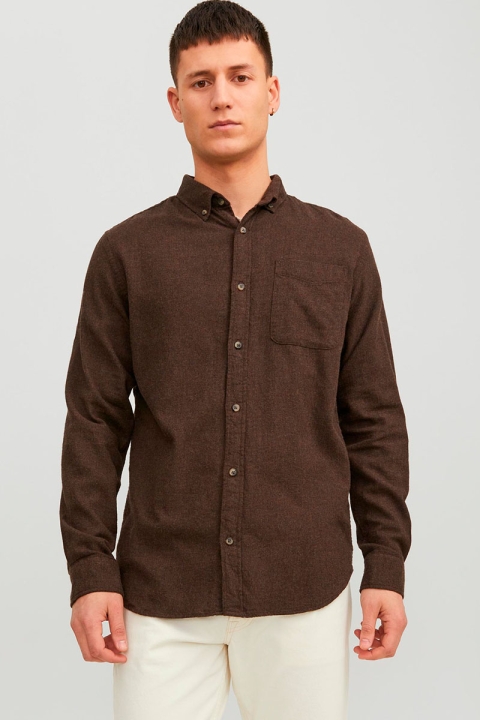 Jack & Jones Classic Melange Hemd L/S Seal Brown