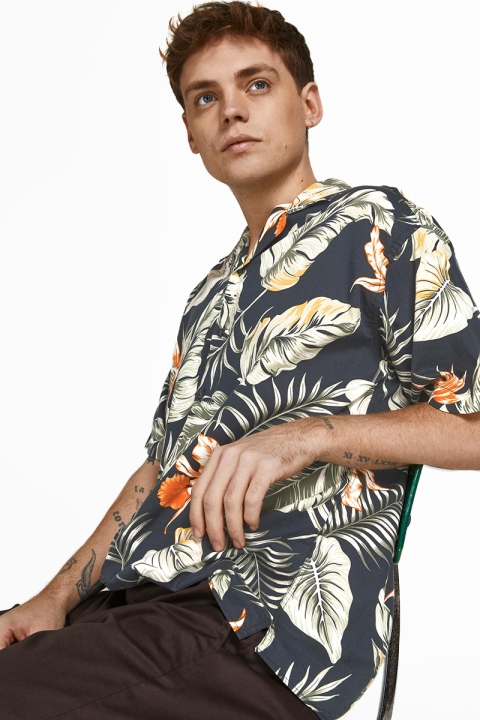 Jack & Jones JPRBLATROPIC RESORT Hemd S/S RELAX SN Black