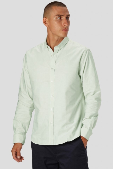 Clean Cut Copenhagen Oxford Stretch Plain L/S Pale Green Mel