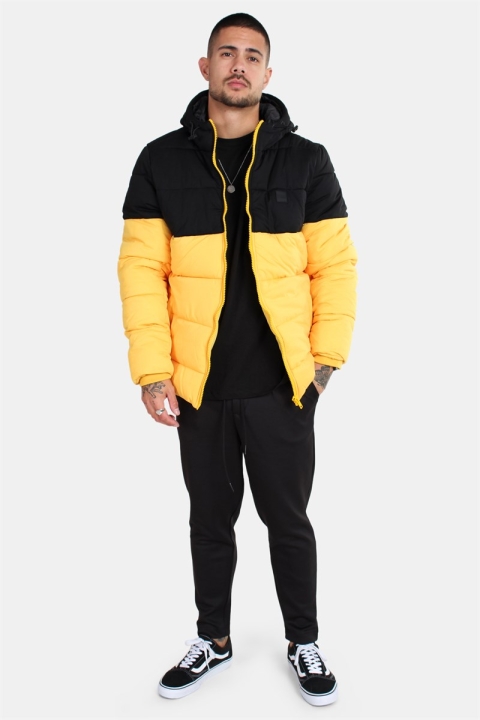 Urban Classics Hooded 2-Tone Puffer Jacke Chrome Yellow/Black