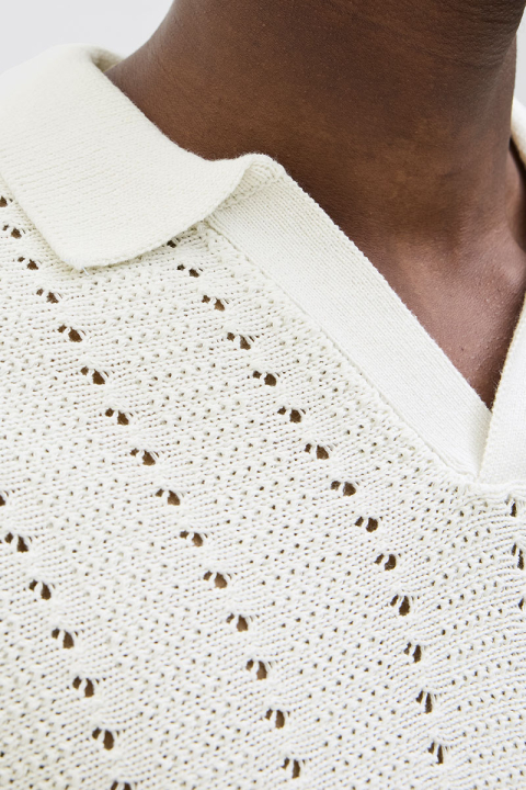 Jack & Jones Aros Knit Easter SS Crochet Polo Sea Salt