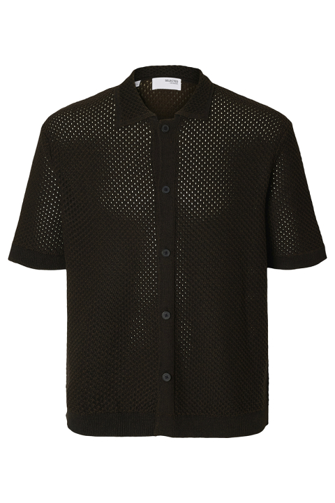 Selected Ginger SS Knit Relaxed Fit Polo Black