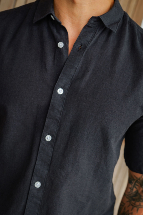 ONLY & SONS Caiden SS Linen Hemd Black