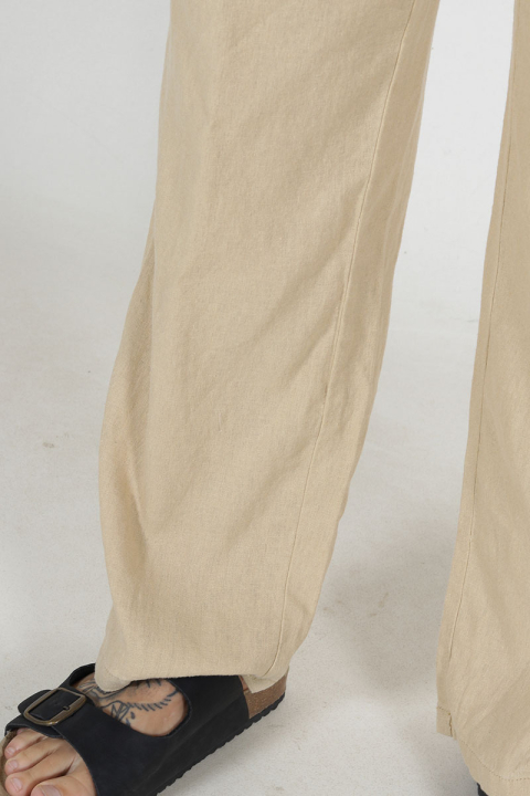 Solid Allan Elsticated Wide Fit Linen Pants Curds & Whey