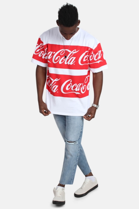 Mister Tee Merchcode Coca Cola Stripe Oversized T-Hemd White