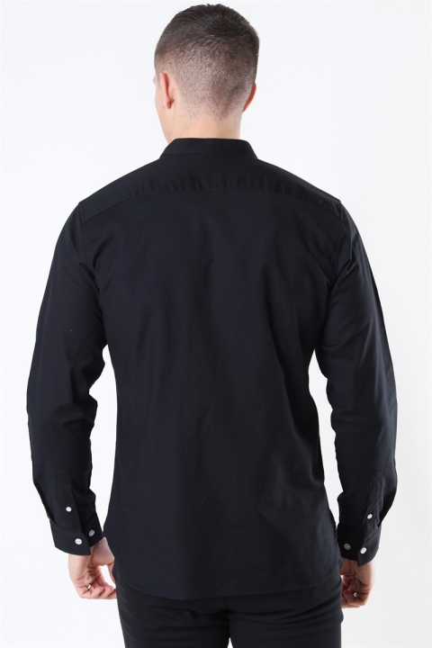 Clean Cut Copenhagen Oxford Mao Stretch L/S Hemd Black