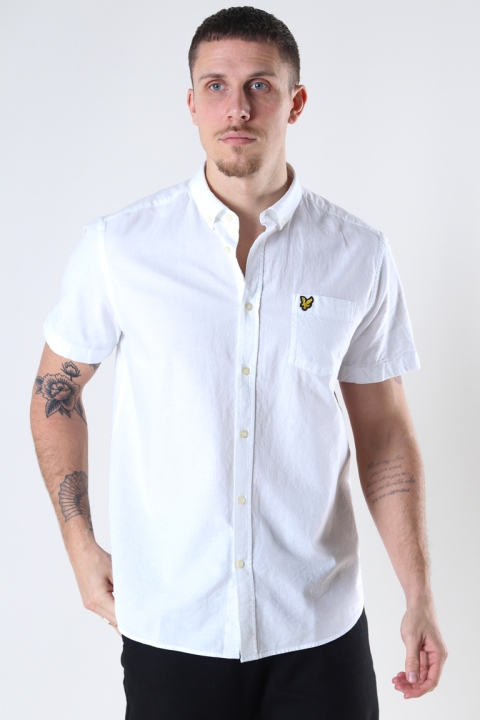 Lyle & Scott Short Sleeve Light Weight Slub Oxford Hemd White