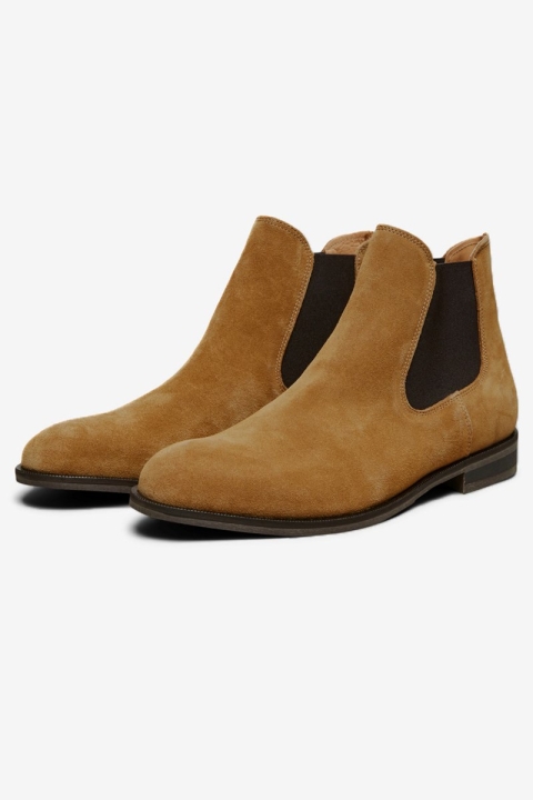 Selected Louis Suede Chelsea Boots Cognac