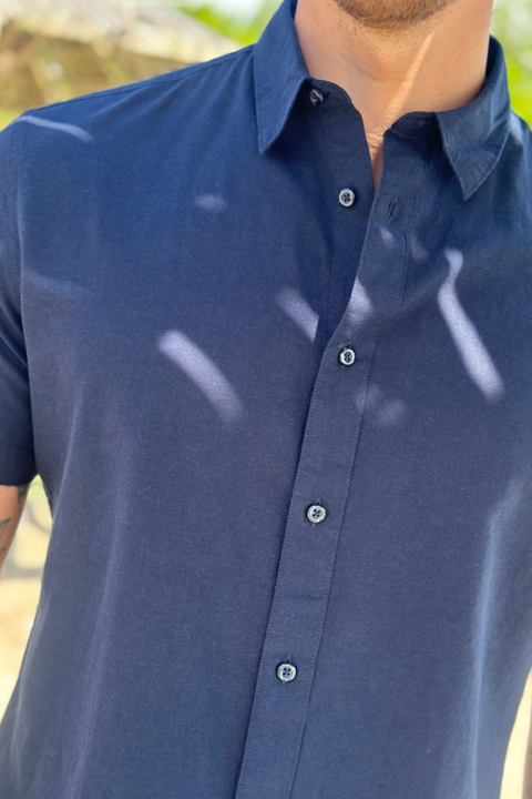Selected Regular New Linen Hemd SS Sky Captain