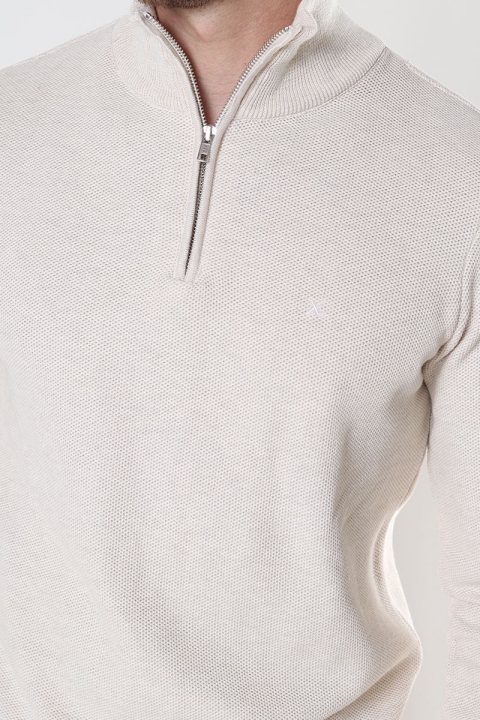 Clean Cut Copenhagen Lauritz 1/2 Zip Knit Ecru Melange