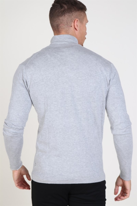 Tailored & Originals Knit - MUhrray Half zip Light Grey