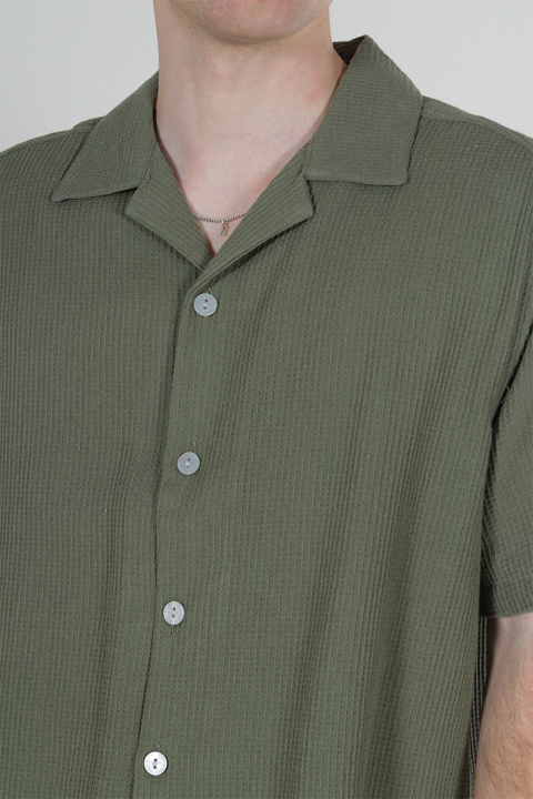 ONLY & SONS Bertil Waffle SS Resort Hemd Deep Lichen Green