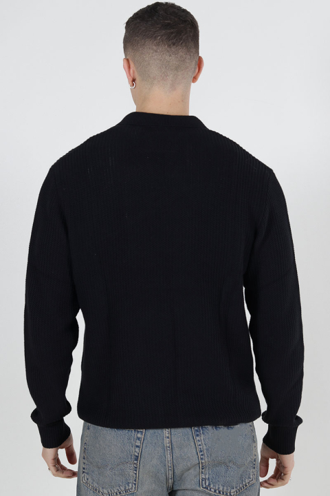 Jack & Jones Relaxed Fit Structered Knit Polo Black