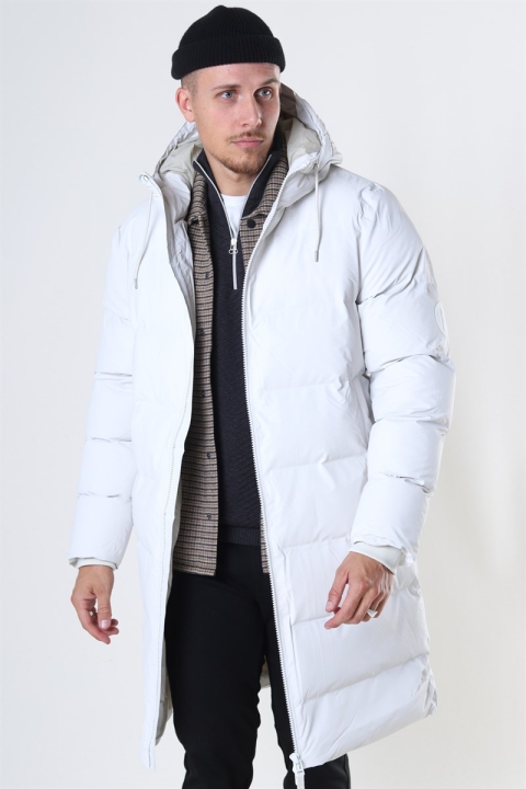 Rains Long Puffer Jacke Off White