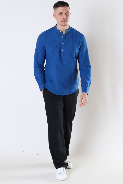 ONLY & SONS CAIDEN HALF PLACKET LINEN Hemd Turkish Sea