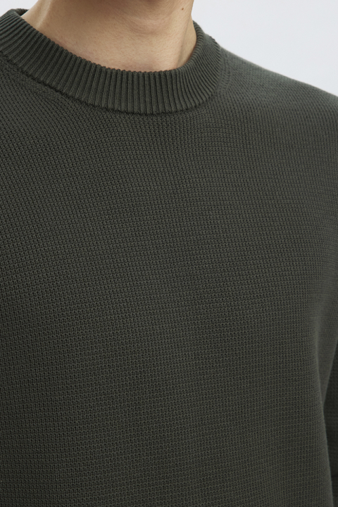 Selected Dane LS Structure Knit Crew Neck Deep Forest