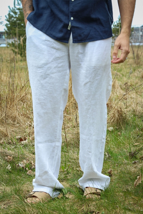 Woodbird Eik Linen Pant Off White