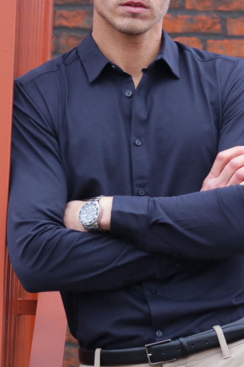 Only & Sons Miles LS Stretch Hemd Dark Navy
