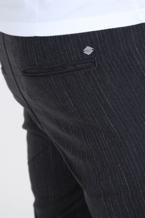 Solid Slim Truc Pinstripe Hose Dark Grey Melange