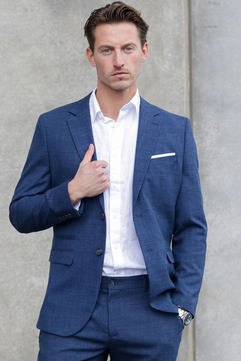 Selected SLIM OASIS LINEN BLAZER Dark Navy