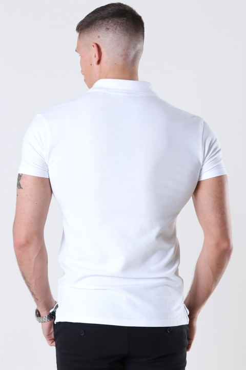 Muscle Fit Stretch Polo SS White