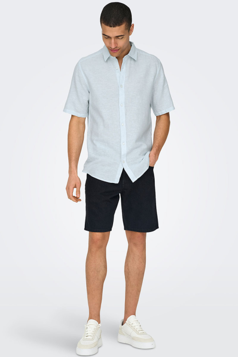 ONLY & SONS Caiden SS Linen Hemd Cashmere Blue