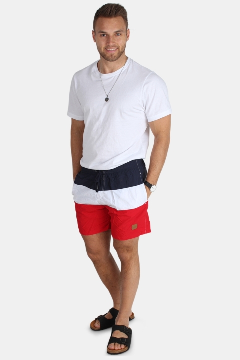 Urban Classics Color Block Badehose Firered/Navy/white
